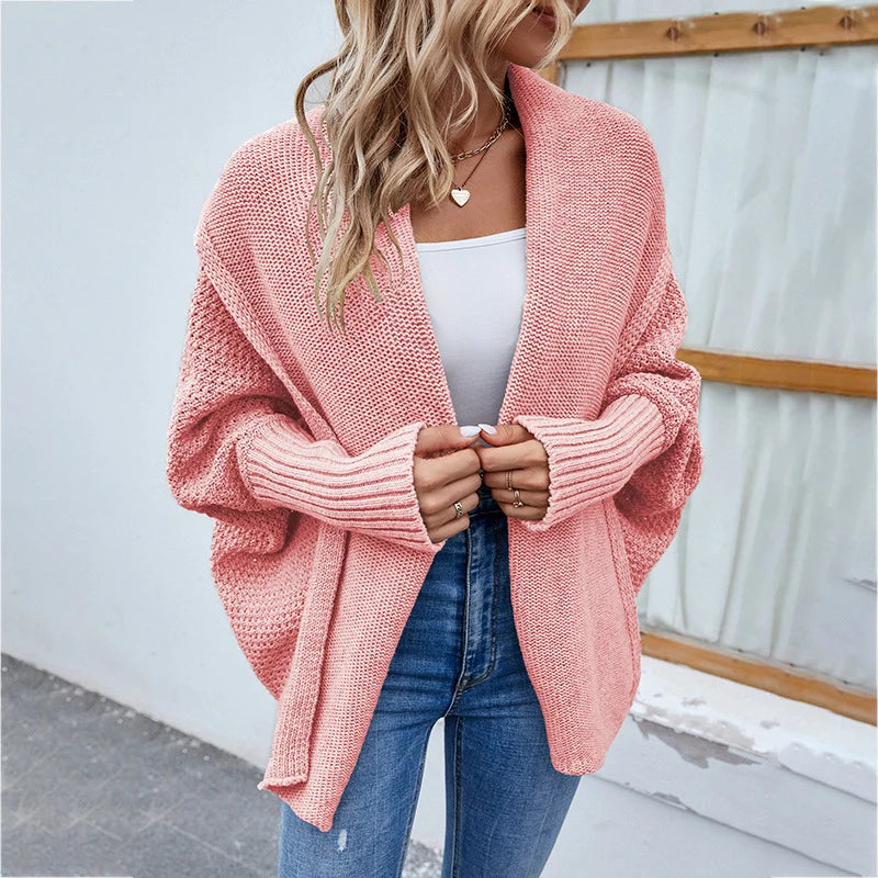 Women's Cardigan Loose Knit Batwing Sleeves Relaxed Fit