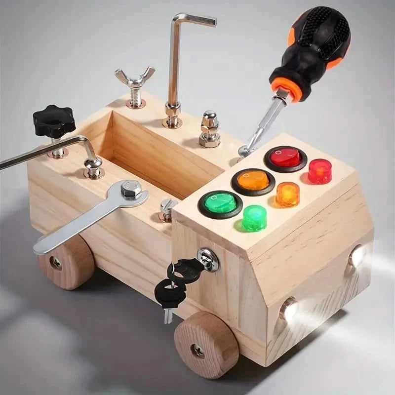Busy Board Wooden LED Lights Fine Motor Skills
