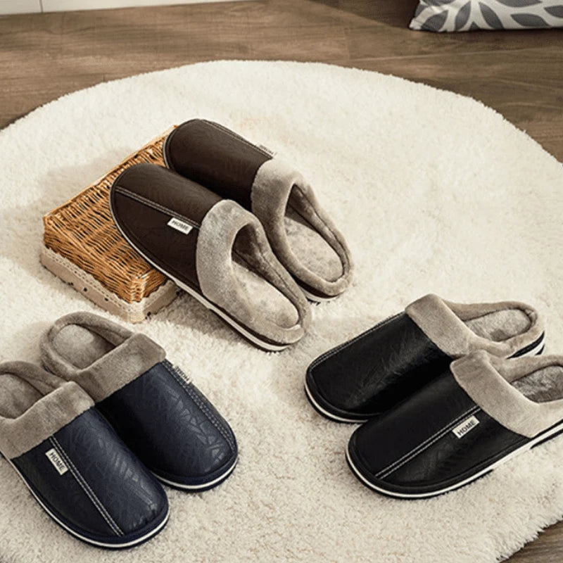 Men’s Slippers Plush Lined Cushioned EVA Sole Slip-On Design