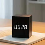 Digital Alarm Clock Compact Cube With Night Mode, Temperature Display & Adjustable Brightness