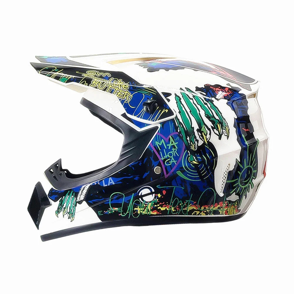 Dirt Bike Helmet Full Face Adjustable Visor Reinforced Chin Guard