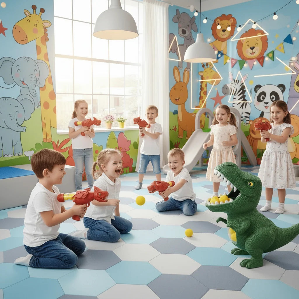 Dinosaur Blaster Toy Manual Foam Ball Target Game