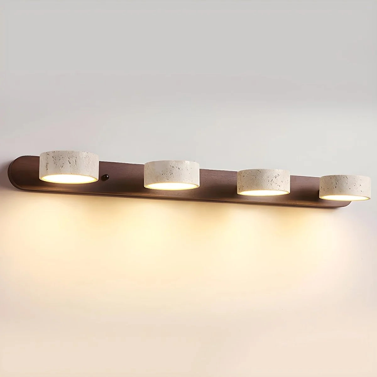 Wall Light Integrated LED Travertine & Wood