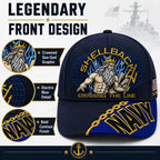Baseball Cap Navy Adjustable Gold Chain Brim