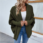 Women's Cardigan Loose Knit Batwing Sleeves Relaxed Fit