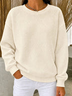 Women's Sweatshirt Waffle Knit Quarter-Zip Relaxed Fit