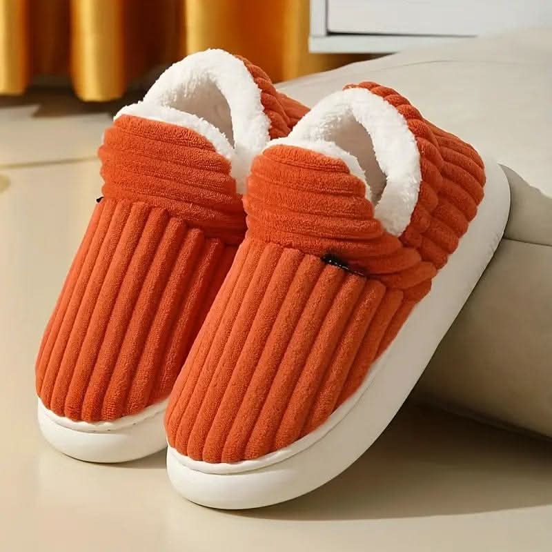 Slippers Warm Plush Lining Non-Slip Rubber Sole