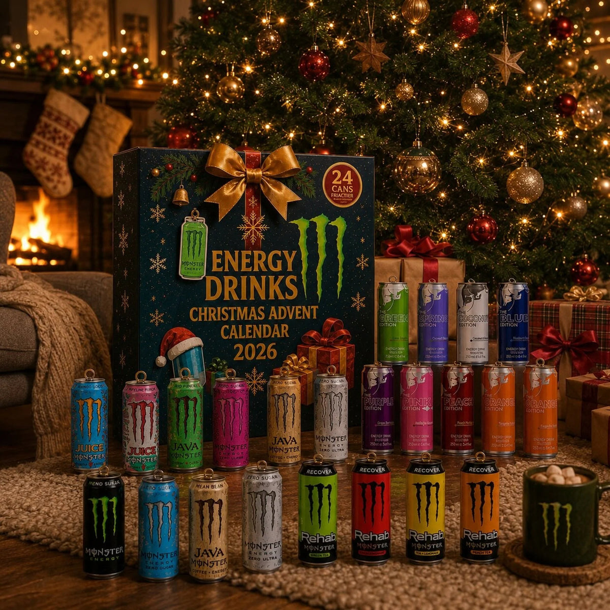 Advent Calendar Energy Drink Can Designs 24-Day Countdown