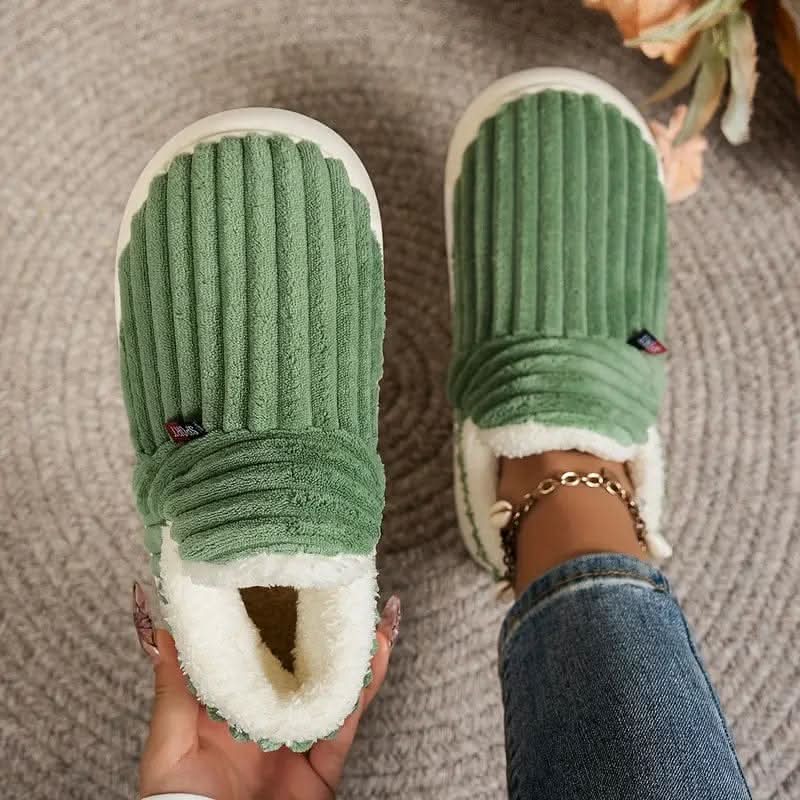 Slippers Warm Plush Lining Non-Slip Rubber Sole