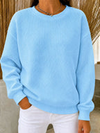 Women's Sweatshirt Waffle Knit Quarter-Zip Relaxed Fit