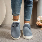 Slippers Warm Plush Lining Non-Slip Rubber Sole