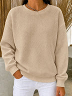 Women's Sweatshirt Waffle Knit Quarter-Zip Relaxed Fit