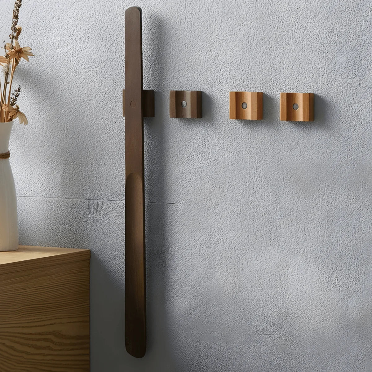Shoehorn Extra-Long Walnut Wood Magnetic Storage