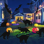 Black Cat Yard Signs Glow-in-the-Dark Eyes Weather-Resistant Set of 6