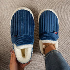 Slippers Warm Plush Lining Non-Slip Rubber Sole
