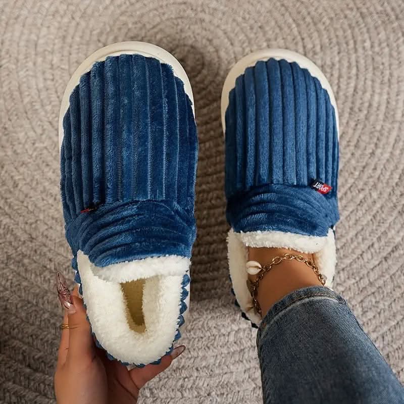 Slippers Warm Plush Lining Non-Slip Rubber Sole