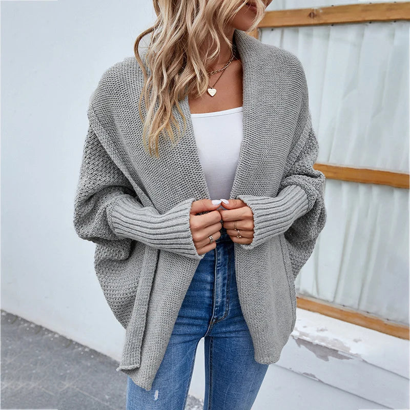 Women's Cardigan Loose Knit Batwing Sleeves Relaxed Fit