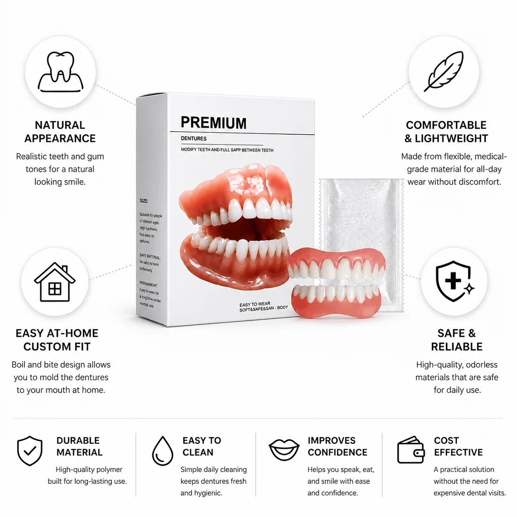 Denture Set Natural-Looking Boil-and-Bite Upper & Lower