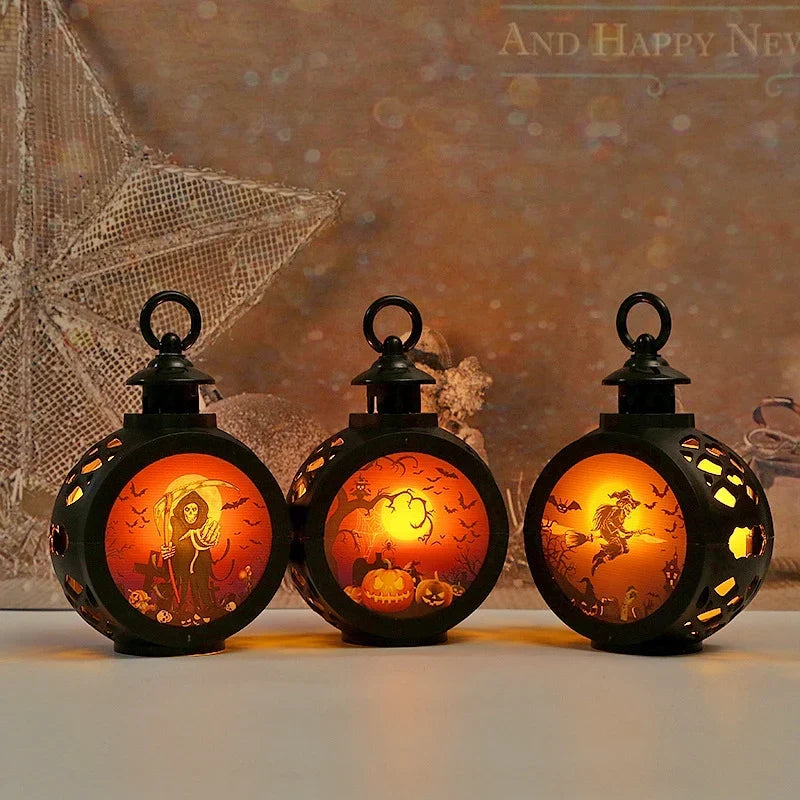 Halloween Lantern Intricate Cutout LED Indoor Outdoor Decor