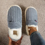 Slippers Warm Plush Lining Non-Slip Rubber Sole