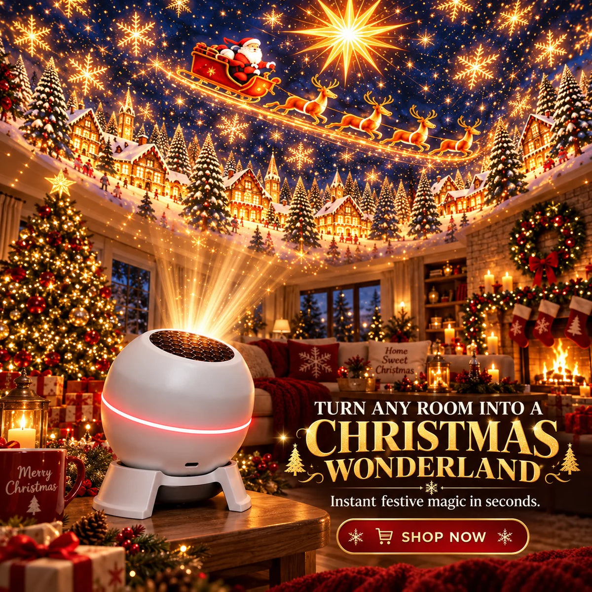 Christmas Light Projector Moving Scenes USB Powered Compact Design