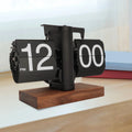 Flip Clock Mechanical Display Large Digits Black Walnut Frame