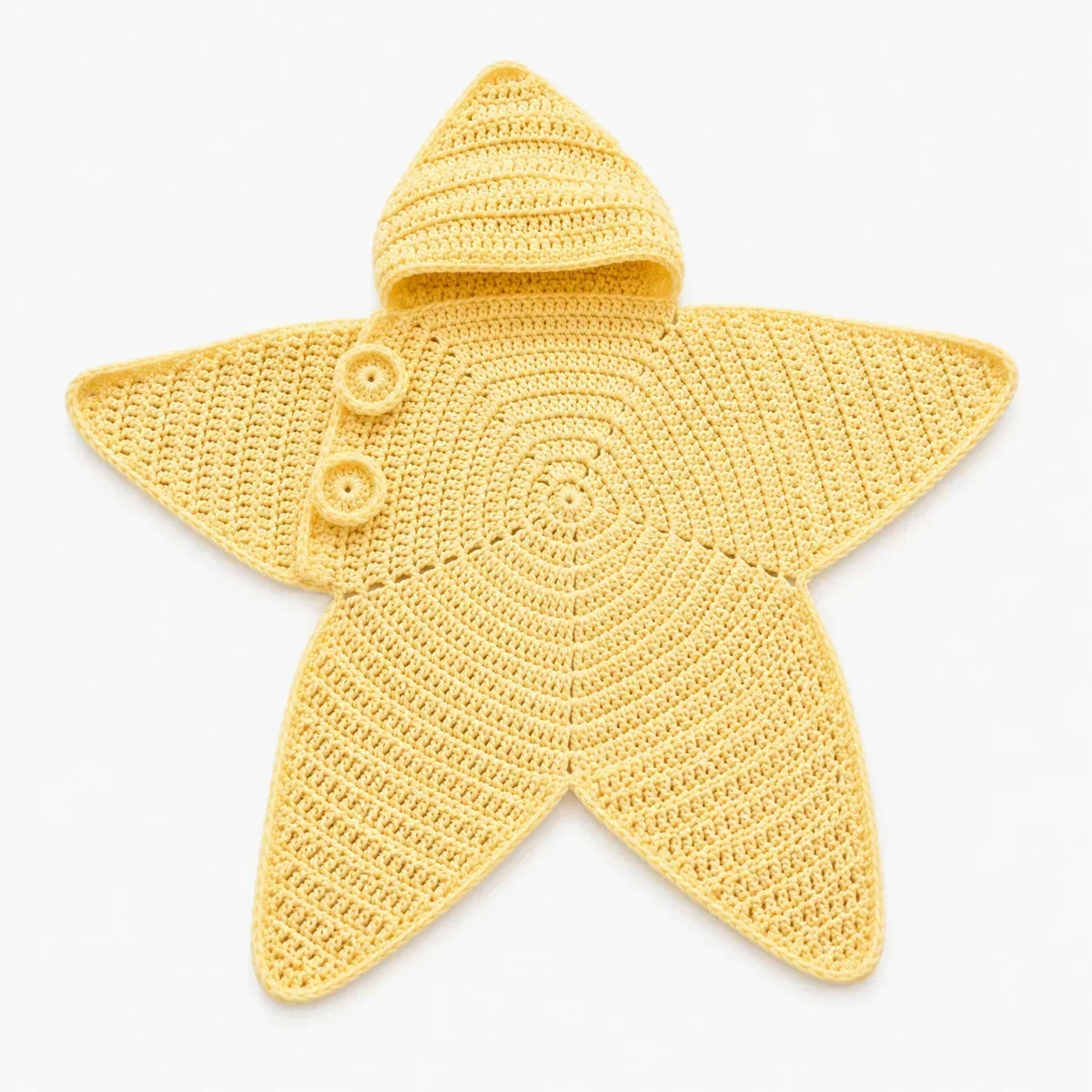 Baby Blanket Hooded Star Shape Crocheted Cotton With Button Closure