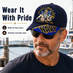 Baseball Cap Navy Adjustable Gold Chain Brim