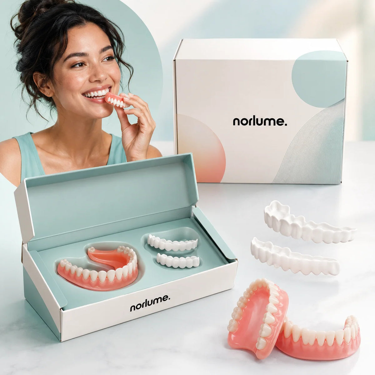 Denture Set Soft Flexible Silicone Upper & Lower Fit