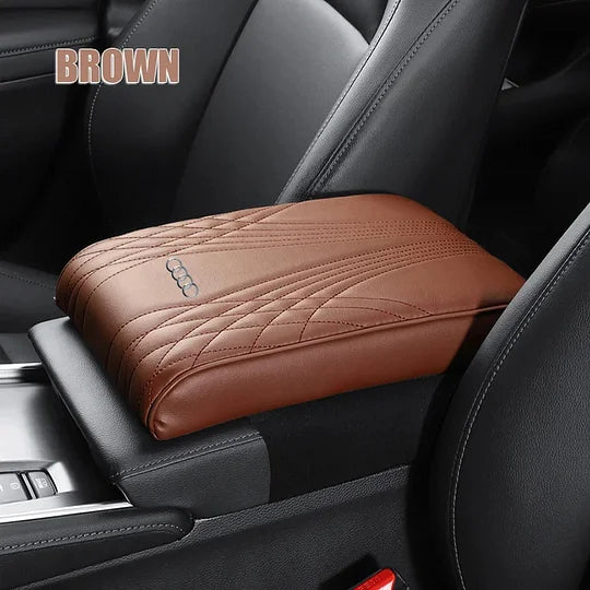 Car Armrest Cushion Memory Foam Water-Resistant Faux Leather Slip-Resistant Pattern