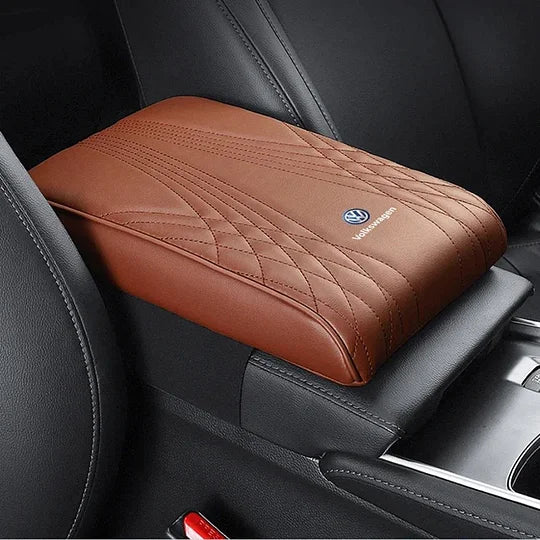 Car Armrest Cushion Memory Foam Water-Resistant Faux Leather Slip-Resistant Pattern