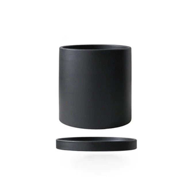 Ceramic Flower Pot Matte Glazed With Drainage Hole & Saucer