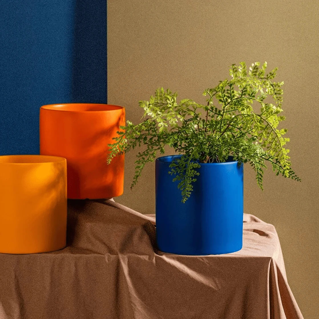 Ceramic Flower Pot Matte Glazed With Drainage Hole & Saucer