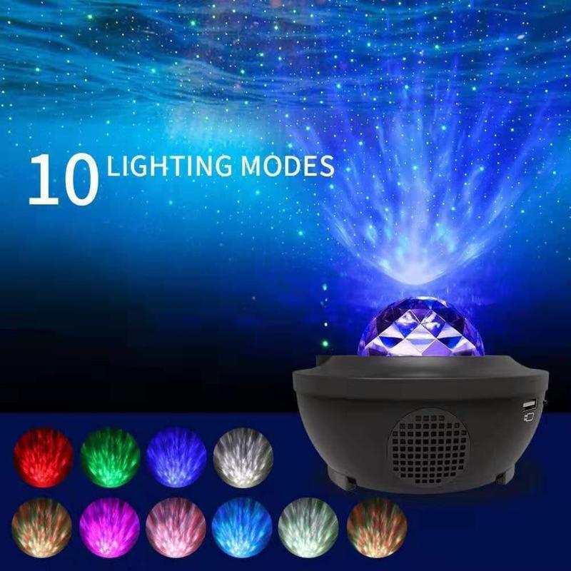 Galaxy Projector Starry Sky & Ocean Wave Effects Bluetooth Speaker With Remote Control