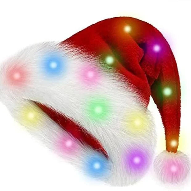 Santa Hat Soft Fleece Faux Fur Trim Pom-Pom