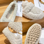 Slippers Plush Lined Non-Slip Rubber Sole Machine Washable