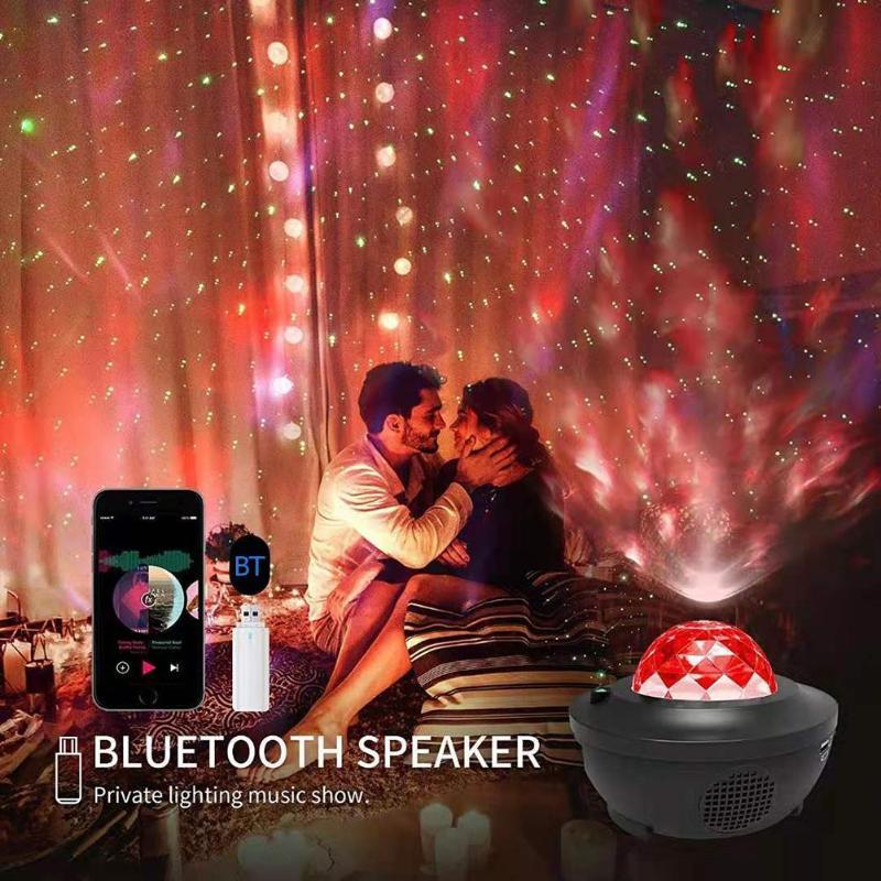 Galaxy Projector Starry Sky & Ocean Wave Effects Bluetooth Speaker With Remote Control