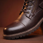 Biker Boots Side Zip Lace-Up Deep Tread Sole