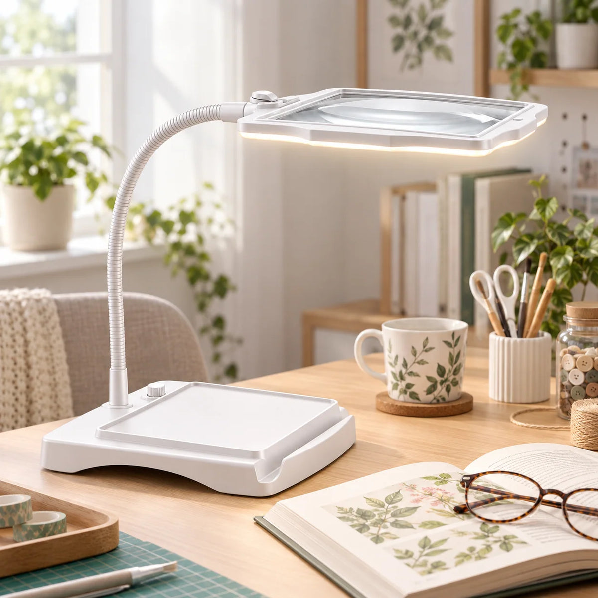 Magnifying Desk Lamp LED 3x Magnification Adjustable Gooseneck Arm
