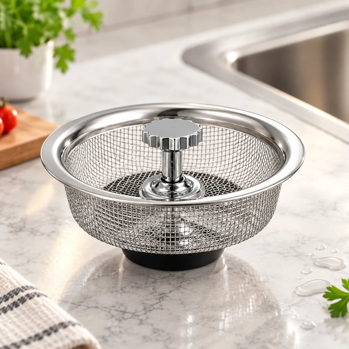 Kitchen Sink Strainer Stainless Steel Basket & Stopper