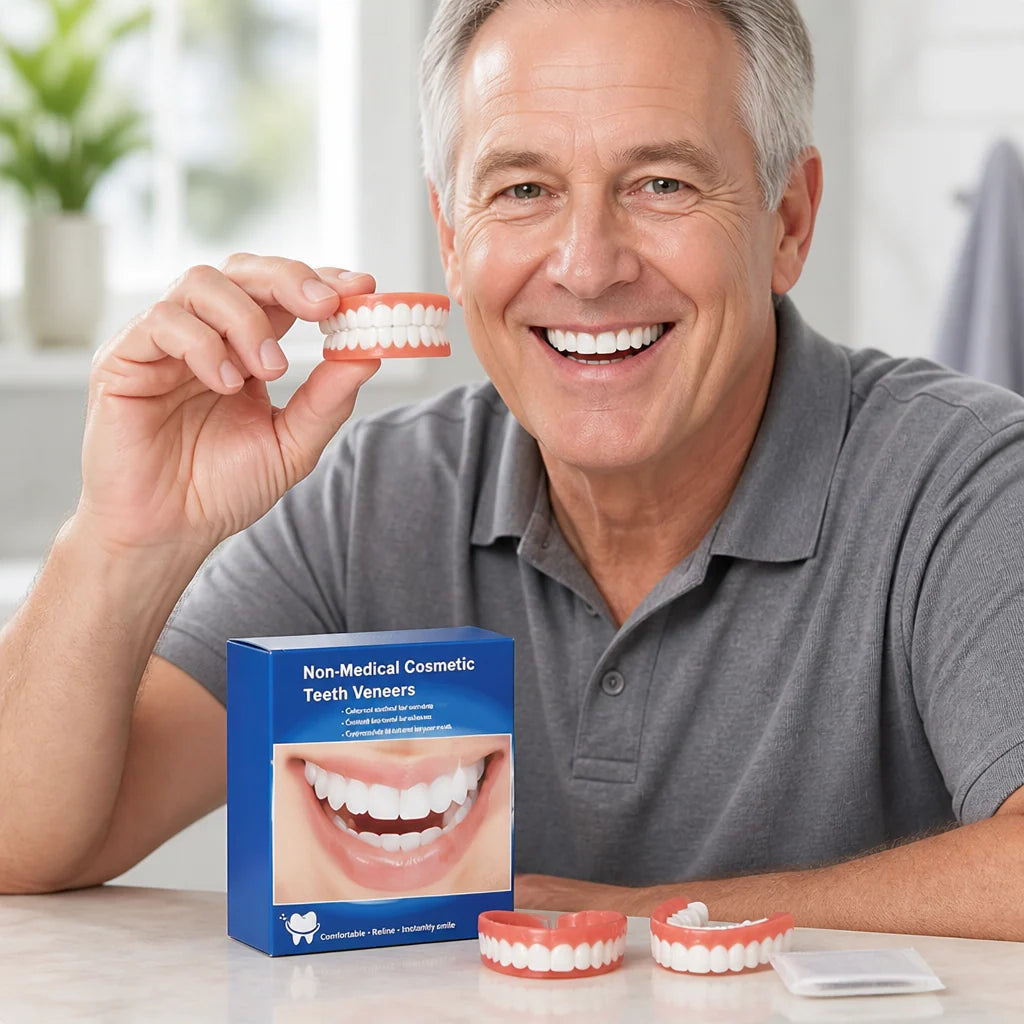Denture Set Natural-Looking Upper & Lower Teeth 3-Piece