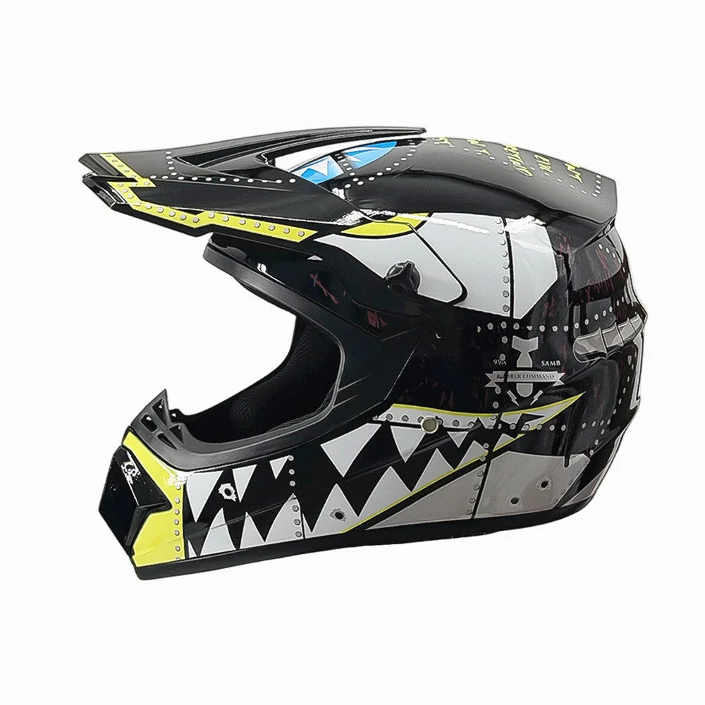 Dirt Bike Helmet Full Face Adjustable Visor Reinforced Chin Guard