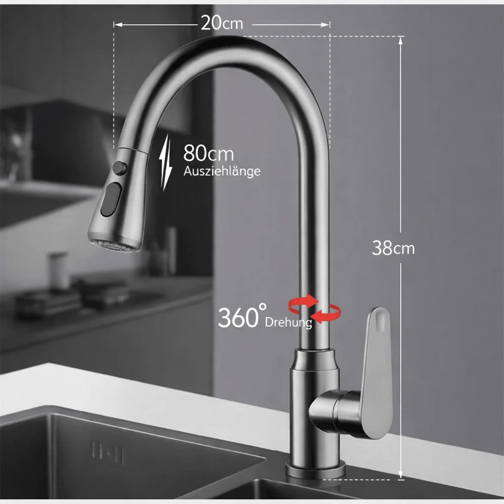 Kitchen Faucet Pull-Out Spray Head 360° Swivel