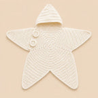 Baby Blanket Hooded Star Shape Crocheted Cotton With Button Closure