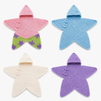 Baby Blanket Hooded Star Shape Crocheted Cotton With Button Closure