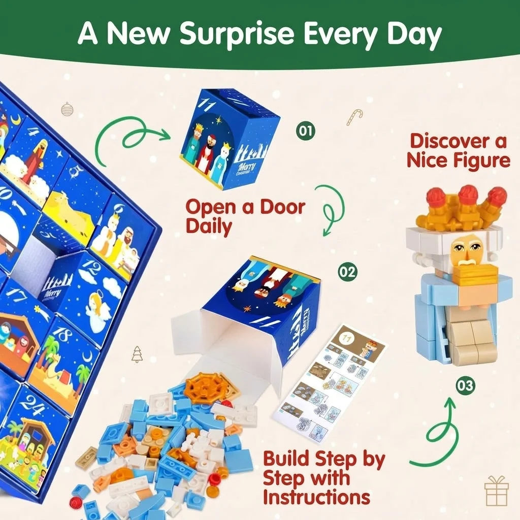 Advent Calendar Nativity Building Brick Set 24 Kits