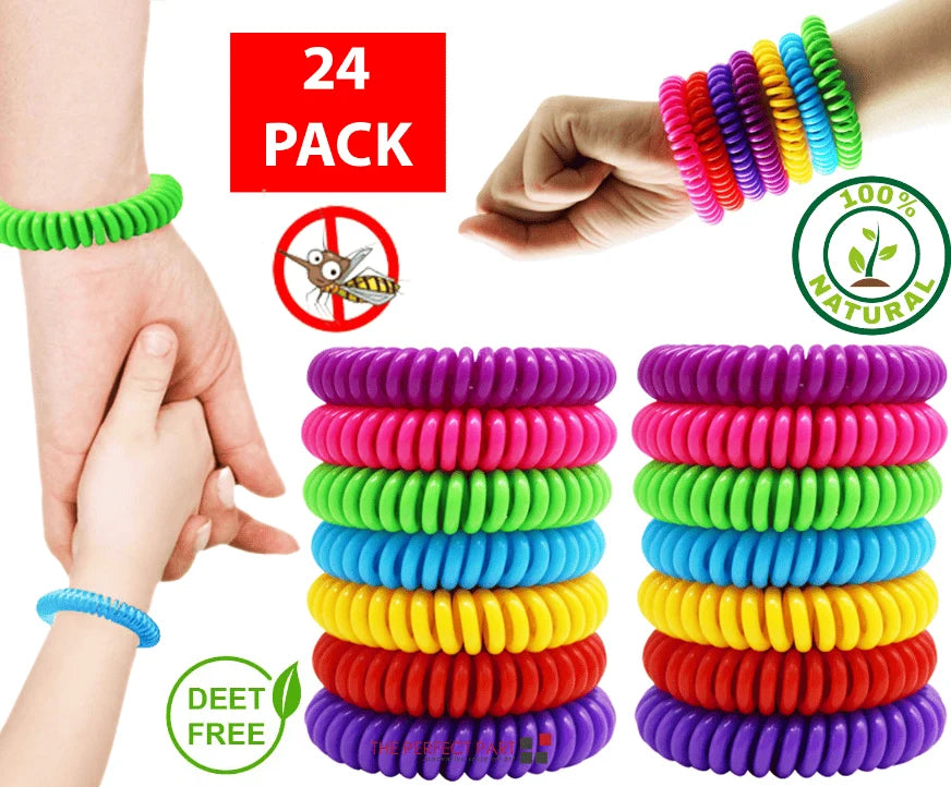 Mosquito Repellent Wristbands DEET-Free Waterproof 24-Pack