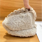 Slippers Plush Lined Non-Slip Rubber Sole Machine Washable